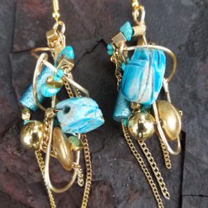 turquoise-gold-glob-earrings