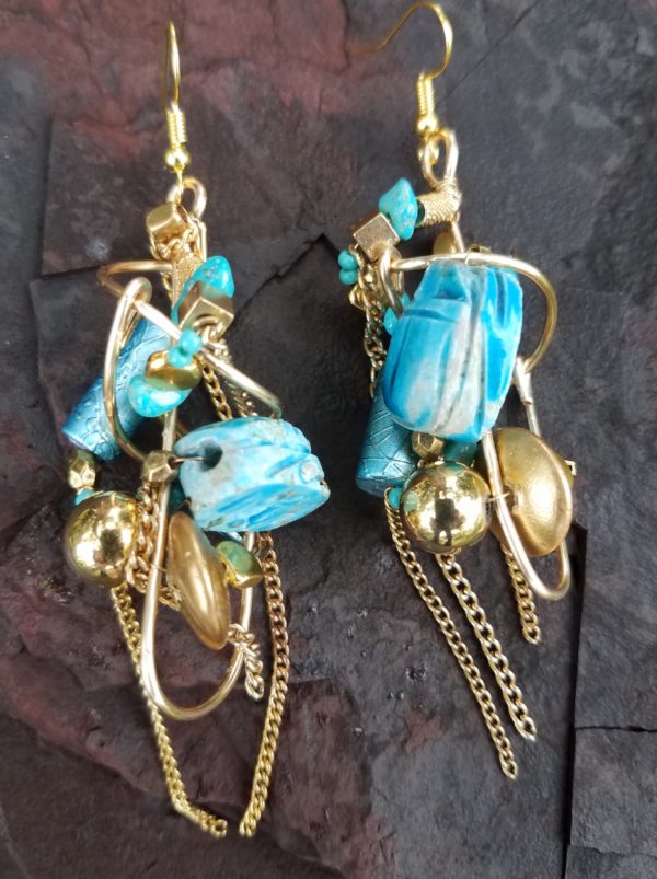 turquoise-gold-glob-earrings