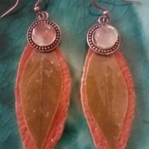 eaf Earrings with Leather Base